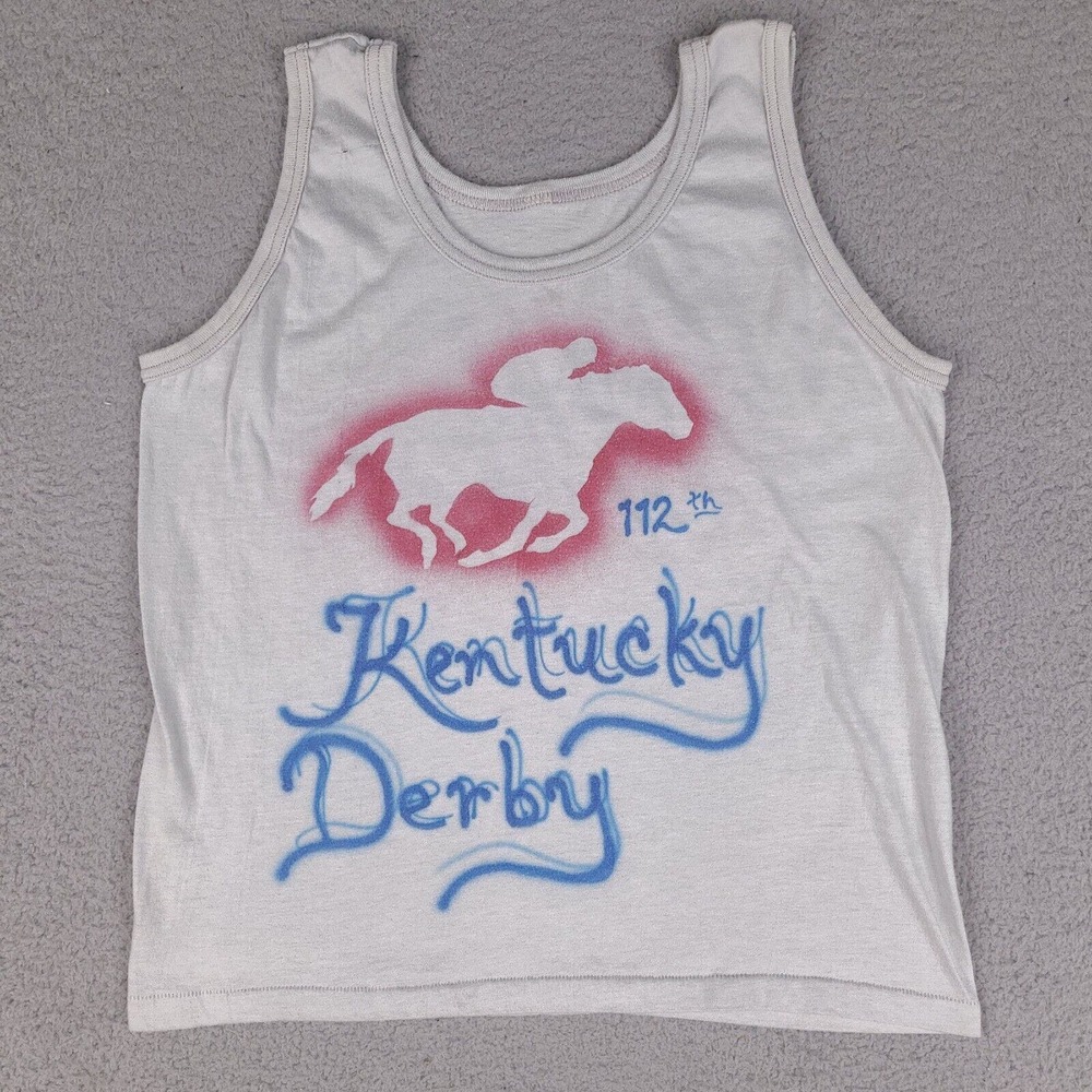 Vintage‎ 1986 112th Kentucky Derby Tank Top Adult Small Gray Party Pooper "Paul"